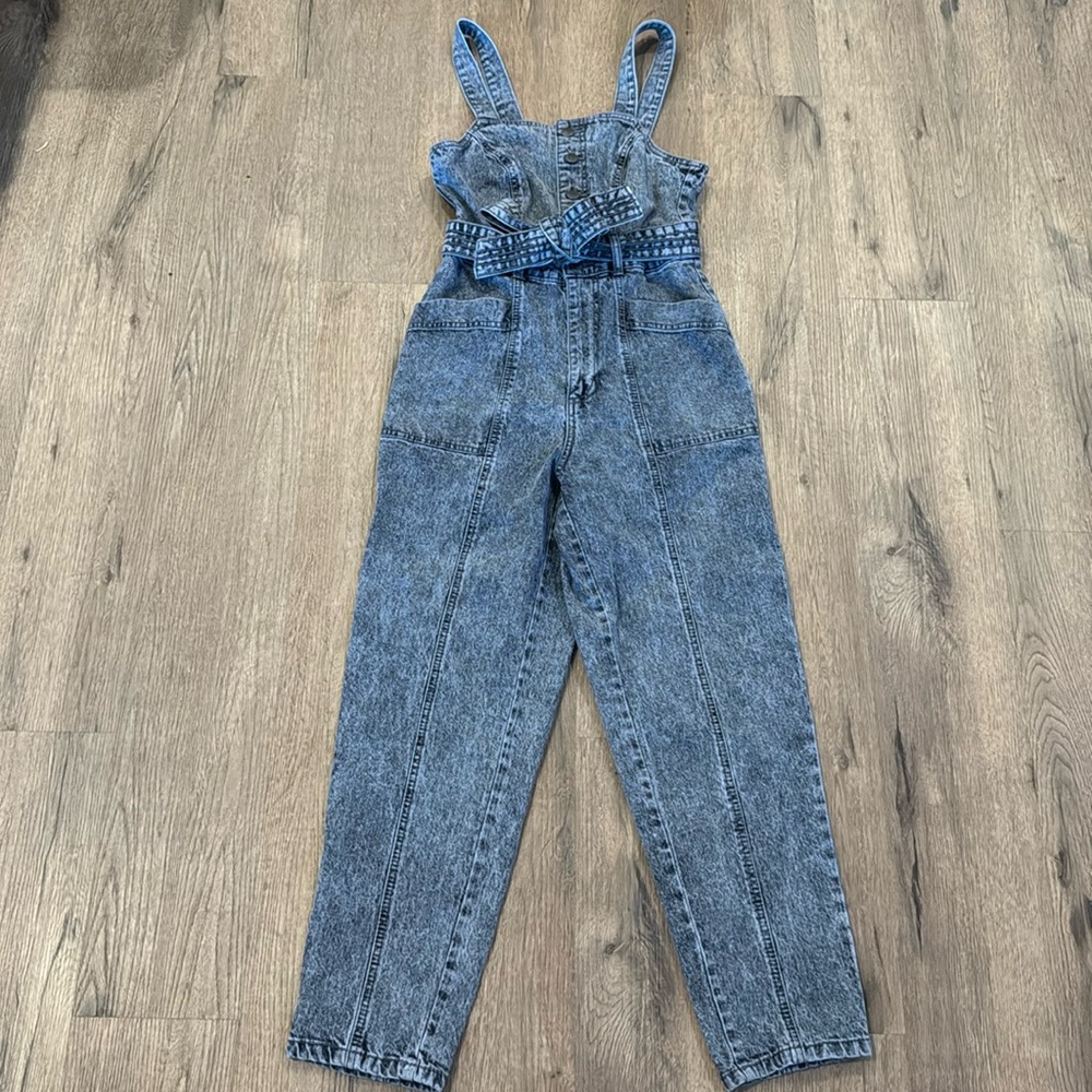 Target Universal Thread Gray Distressed Overalls - image 1